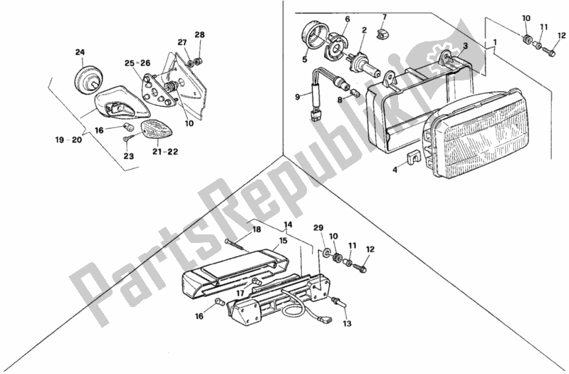 All parts for the Headlight My91 of the Ducati Paso 907 I. E. 1990